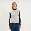 Pull sans manches col rond gris clair femme