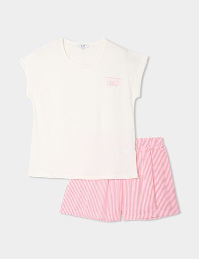 Ensemble pyjama short et t-shirt blanc femme