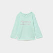 T-shirt manches longues coton bleu turquoise b&eacute;b&eacute; fille