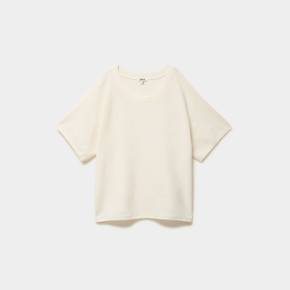 Pull manches courtes ivoire femme grande taille