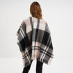 Poncho &agrave; franges mi-long noir femme