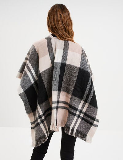 Poncho à franges mi-long noir femme