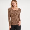 T-shirt thermique manches longues beige moyen femme