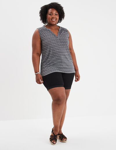 Débardeur ajusté col en V ecru femme grande taille