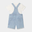Ensemble 2 pi&egrave;ces coton salopette jean bleu clair b&eacute;b&eacute; gar&ccedil;on
