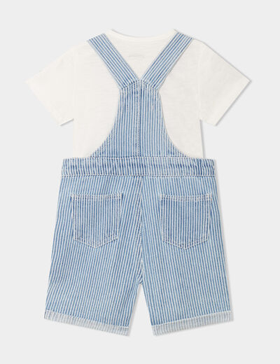 Ensemble 2 pièces coton salopette jean bleu clair bébé garçon