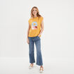 T-shirt col rond manches courtes Creeks jaune moutarde femme