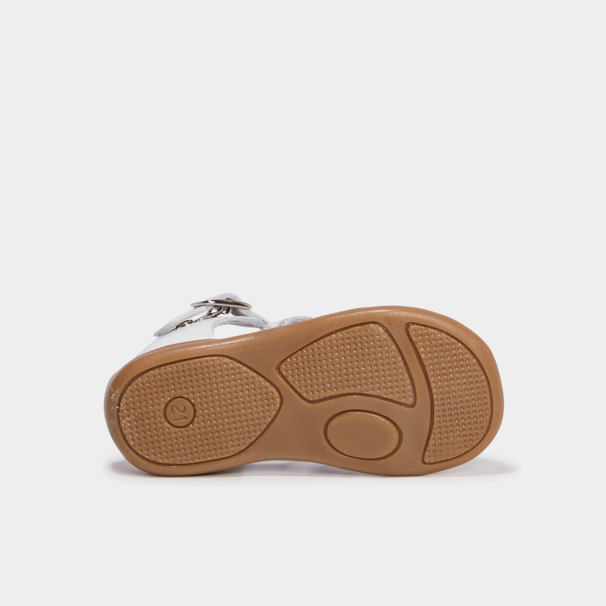 Sandales en cuir blanc b&eacute;b&eacute; fille