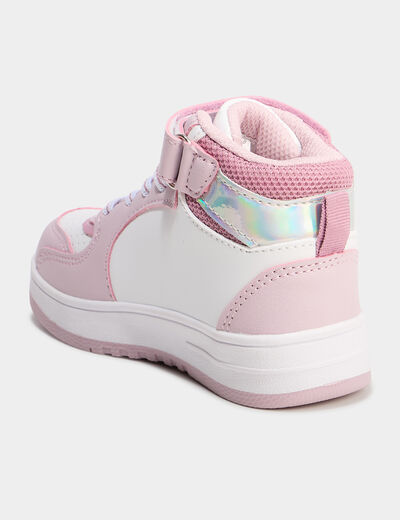 Baskets montantes à scratchs Stitch blanc fille