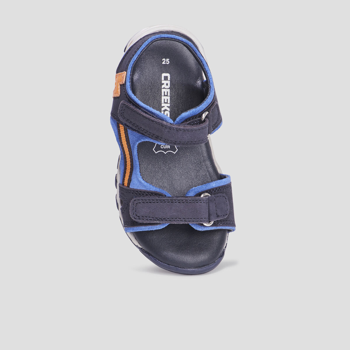 Sandales à scratchs en cuir Creeks Polis bleu marine garçon
