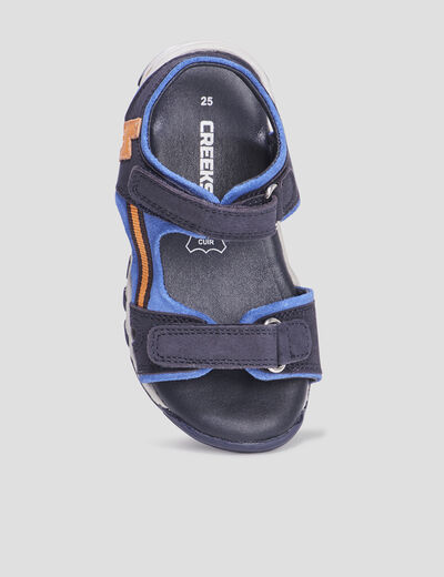 Sandales à scratchs en cuir Creeks Polis bleu marine garçon
