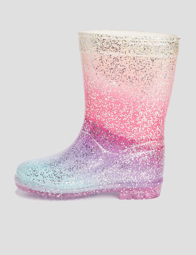 Bottes de pluie à paillettes multicolore fille