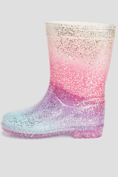 Bottes de pluie à paillettes multicolore fille