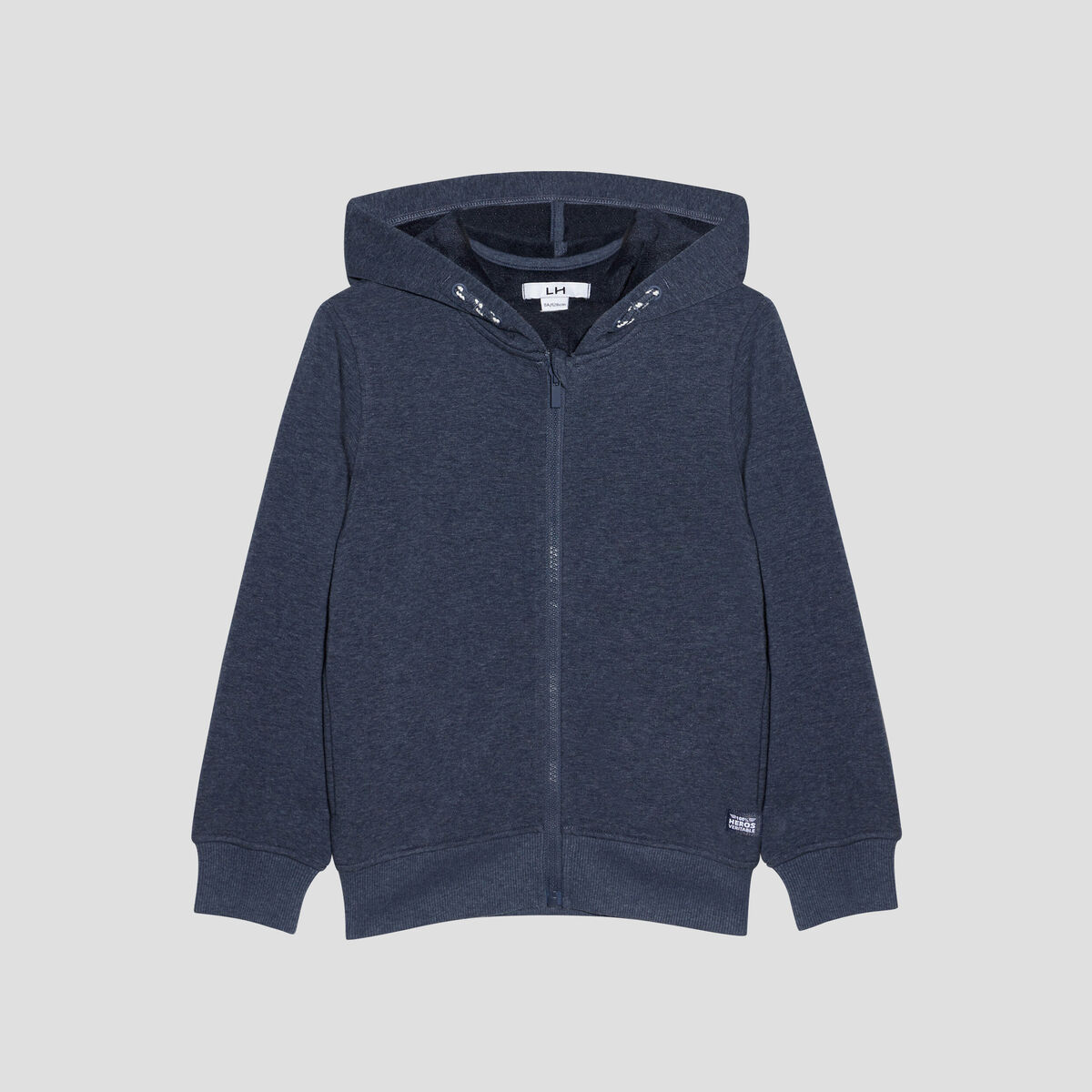 Sweat zippé à capuche bleu marine garçon