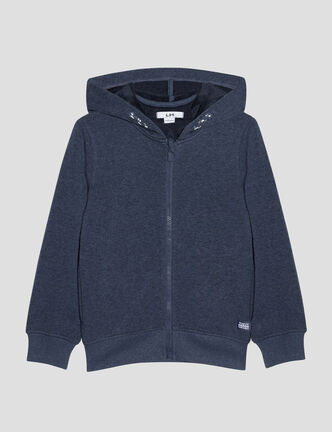 Sweat zippé à capuche bleu marine garçon