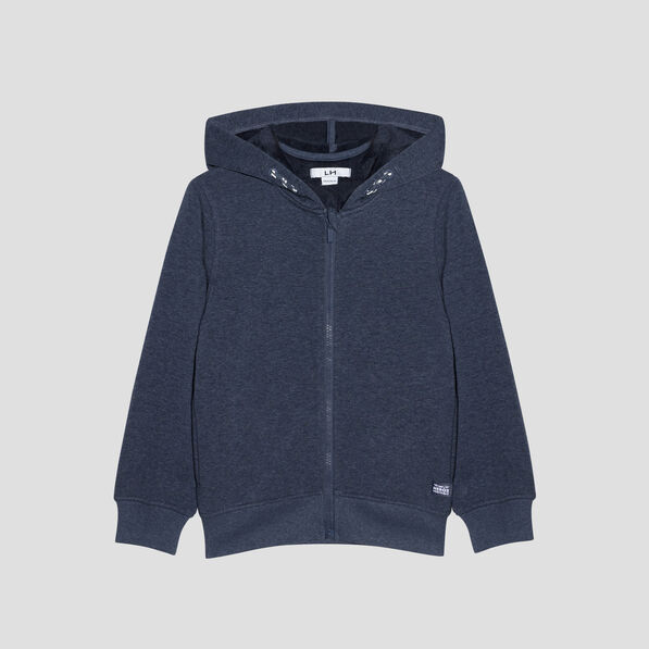Sweat zippé à capuche bleu marine garçon