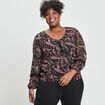 Blouse manches longues noir femme grande taille