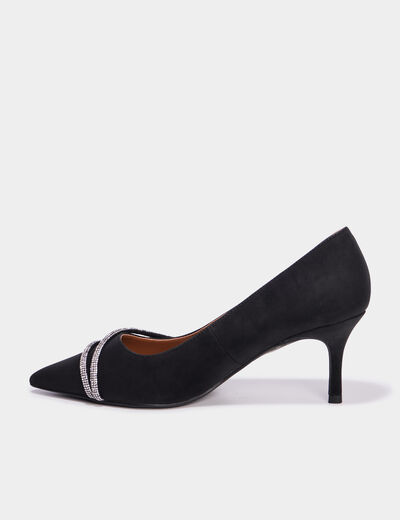 Escarpins détails strass noir femme