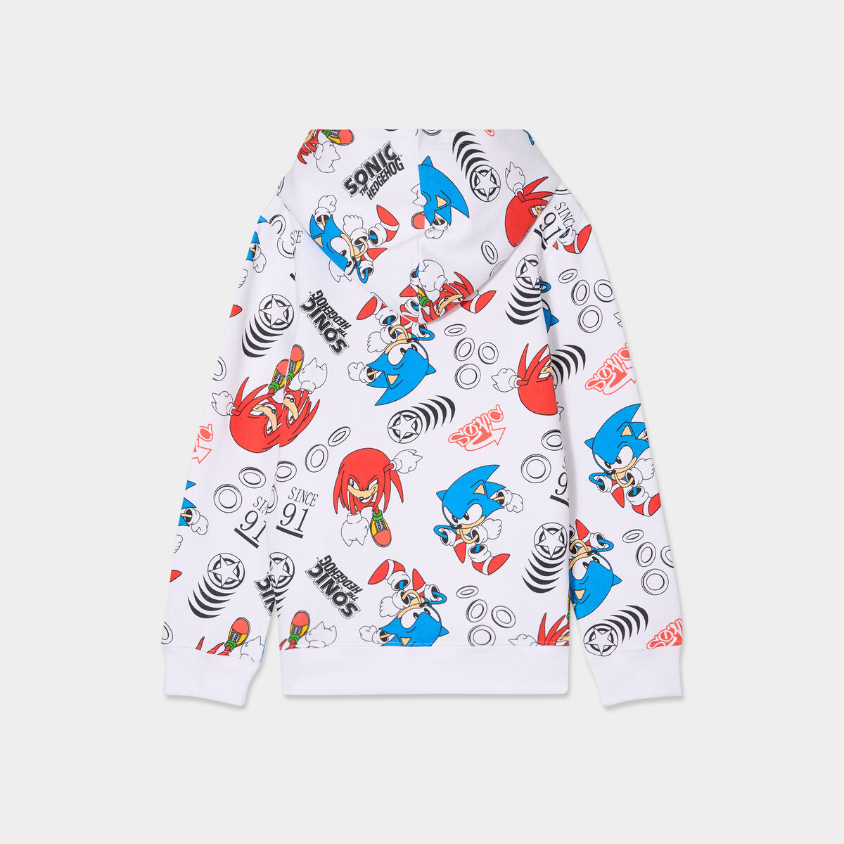 Sweat hoodie &agrave; capuche Sonic Knuckles blanc gar&ccedil;on