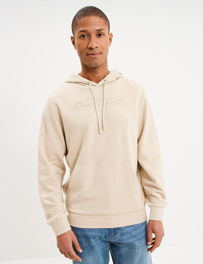 Sweat hoodie molleton &agrave; capuche Kappa ivoire homme