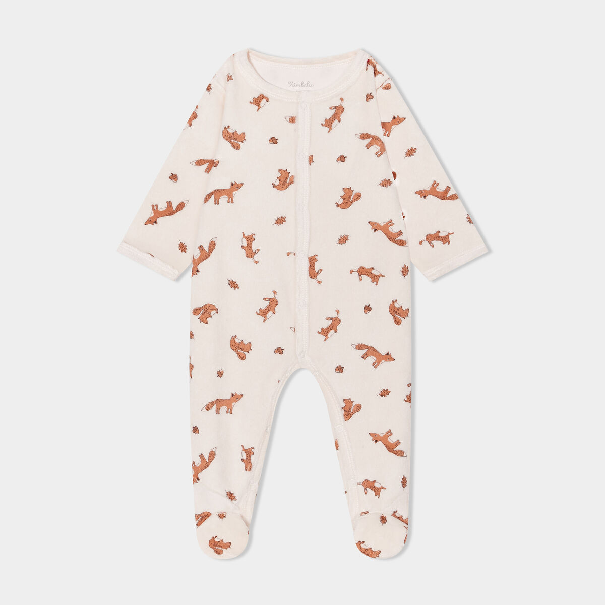 Pyjama dors-bien en velours ecru bébé