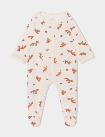 Pyjama dors-bien en velours ecru bébé