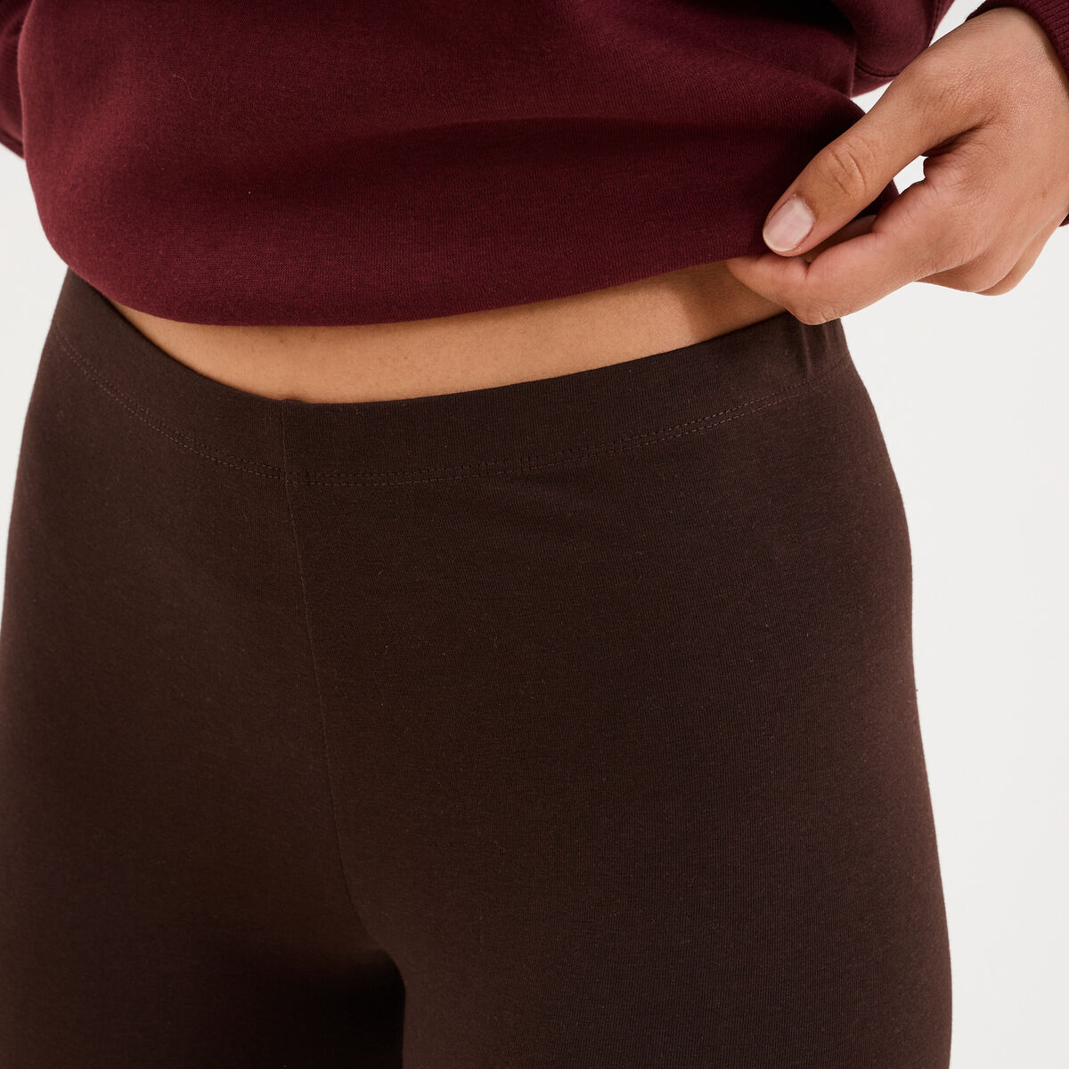 Legging taille haute marron fonc&eacute; femme
