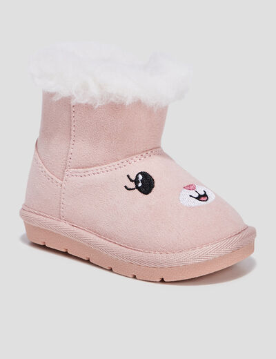 Bottes fourrées rose bébé fille