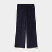 Pantalon effet velours &agrave; pont 7/8&egrave;me bleu fonc&eacute; femme
