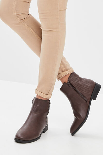 Bottines plates marron femme