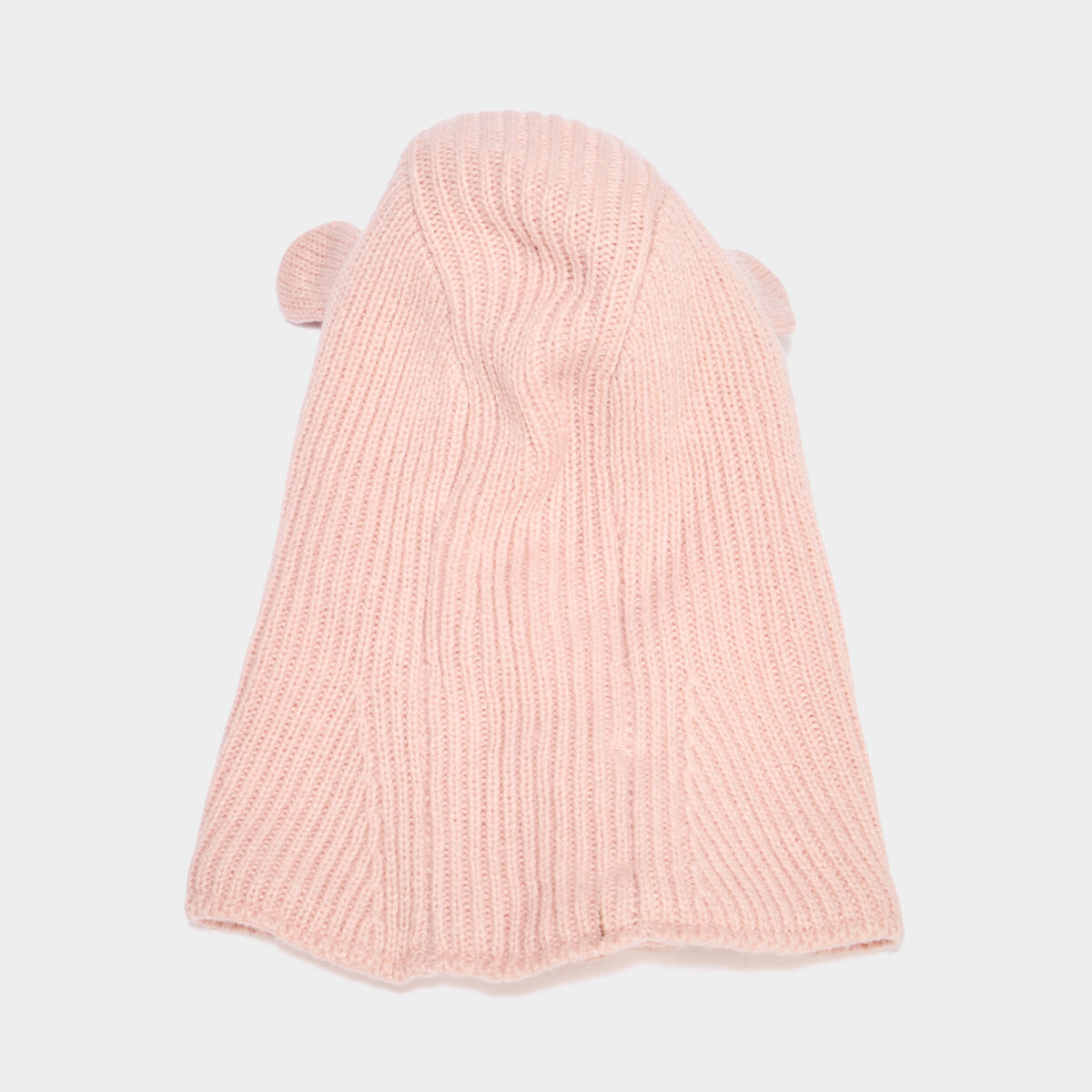 Cagoule tricot&eacute;e doublure polaire rose clair b&eacute;b&eacute;