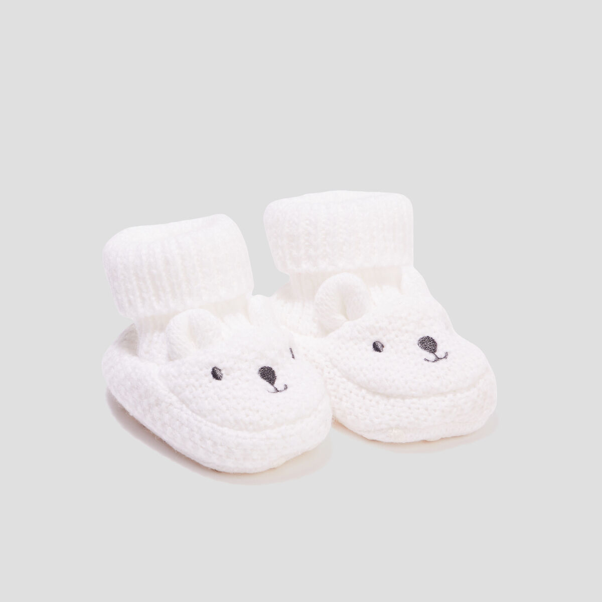 Chaussettes d'int&eacute;rieur tricot&eacute;es ivoire b&eacute;b&eacute;