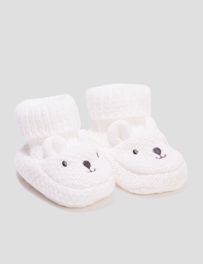 Chaussettes d'int&eacute;rieur tricot&eacute;es ivoire b&eacute;b&eacute;