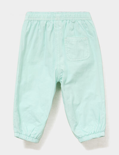 Pantalon doubl&eacute; coton bleu turquoise b&eacute;b&eacute; fille