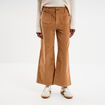 Pantalon effet velours flare cropped beige femme