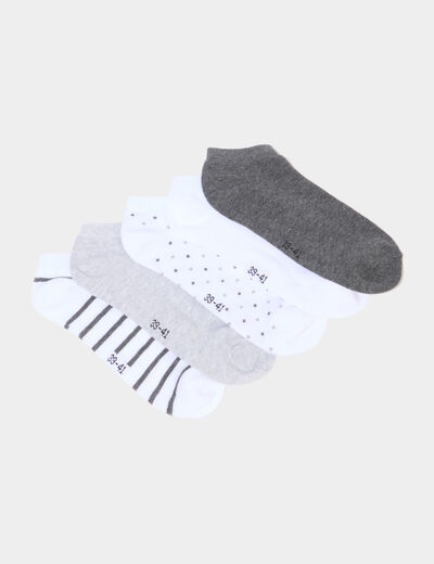 Lot 5 paires chaussettes invisibles gris clair femme