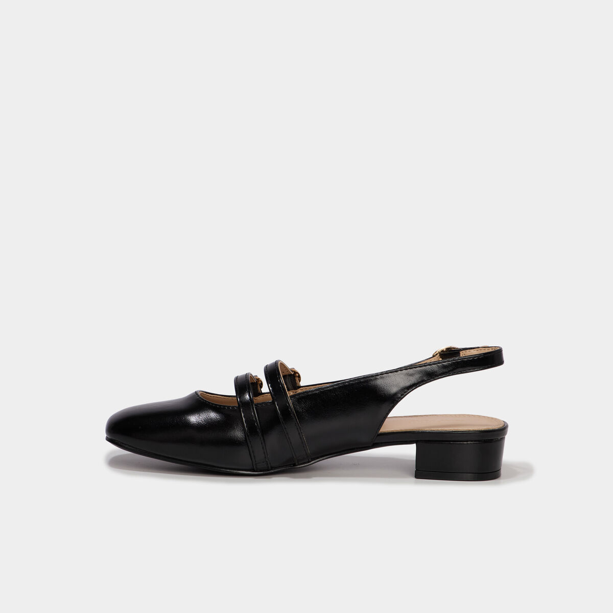 Ballerine slingback double bride boucles noir femme