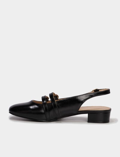 Ballerine slingback double bride boucles noir femme