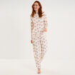 Ensemble pyjama t-shirt pantalon velours ecru femme