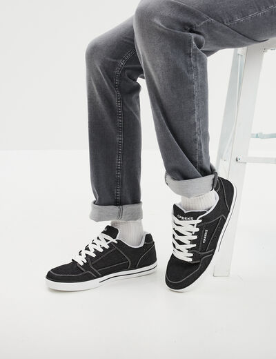 Tennis basses en toile à lacets noir homme