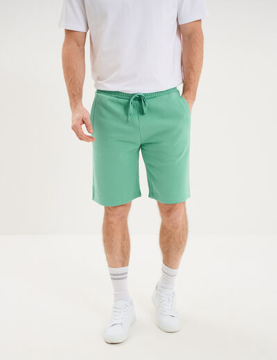 Short jogging molleton droit vert menthe homme