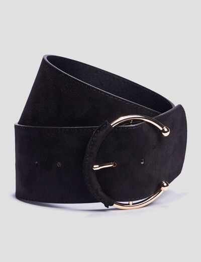 Ceinture boucle large noir femme