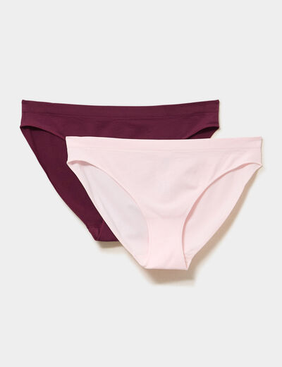 Lot 2 culottes sans couture prune femme