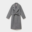 Manteau long oversize ceintur&eacute; gris femme