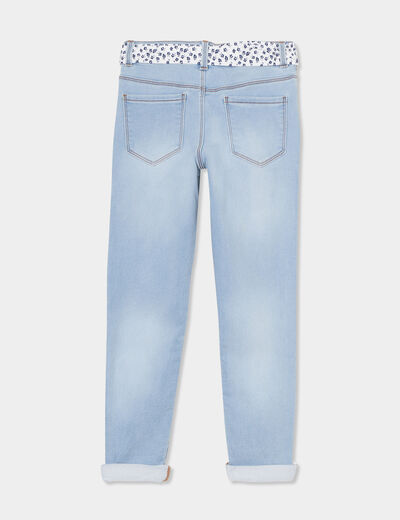 Jean stretch skinny ceinture foulard denim triple stone fille