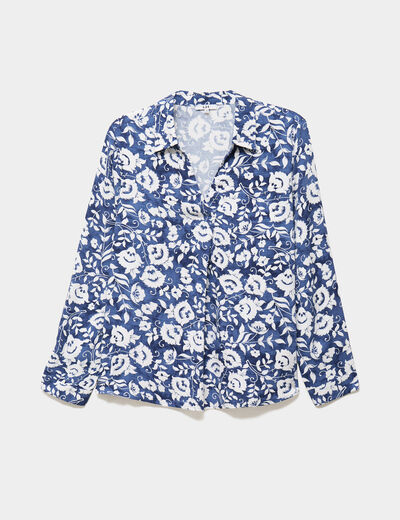Blouse fluide manches 3/4 bleu marine femme grande taille