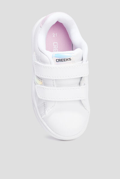 Tennis basses à scratchs Creeks Iconic blanc bébé fille