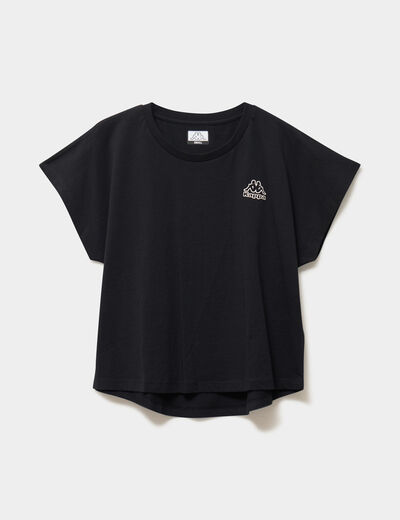 T-shirt col rond manches courtes Kappa noir femme