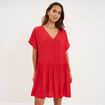 Robe courte fluide manches courtes rouge femme