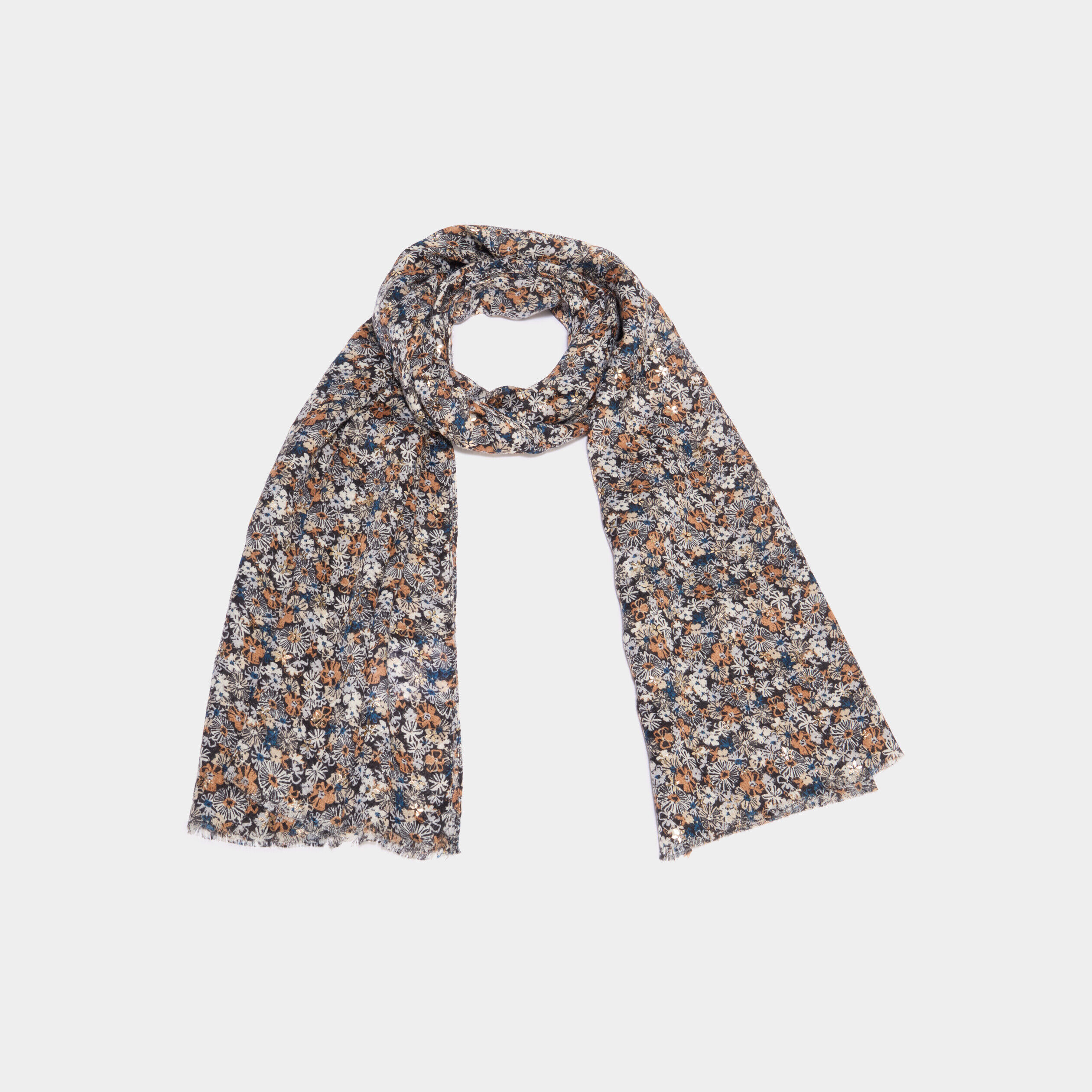 Foulard rectangulaire noir femme LH
